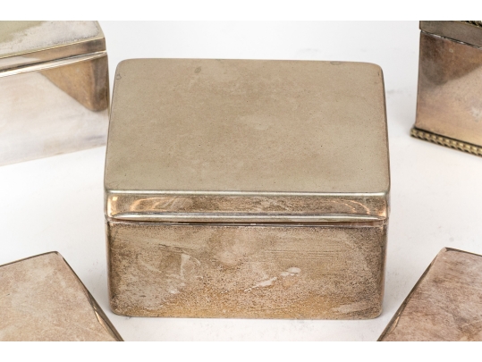 Collection Of Five Vintage Silverplate Humidors
