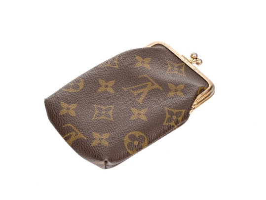 Louis Vuitton Vintage Coated Canvas Logo Kisslock Change Purse