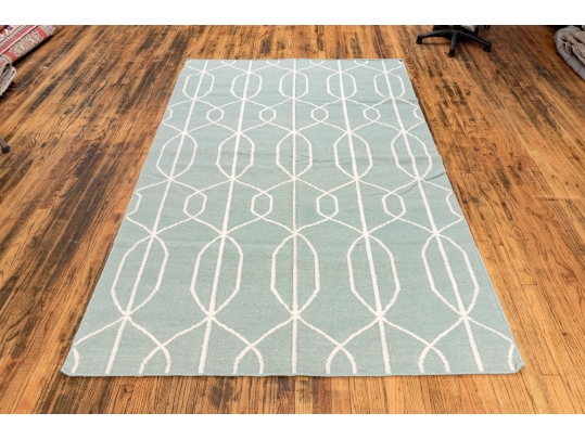 Hand Woven Wool Abstract Carpet, 8' X 5'-1