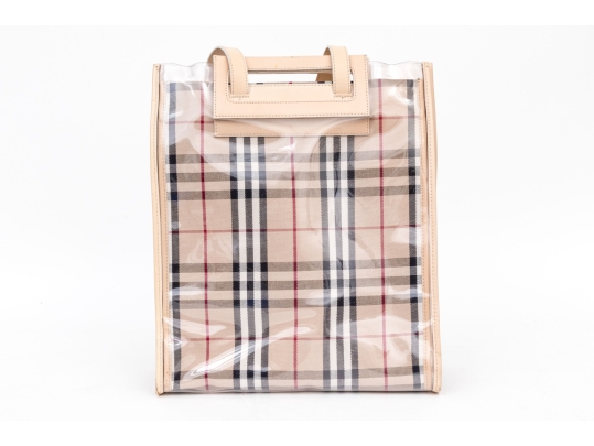 Burberry Nova Check Two Piece Vinyl And Canvas Tote Bag With Umbrella
