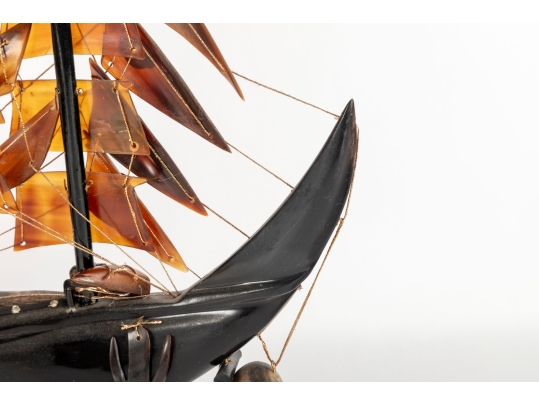 Chinese Horn Carving Craft Ship