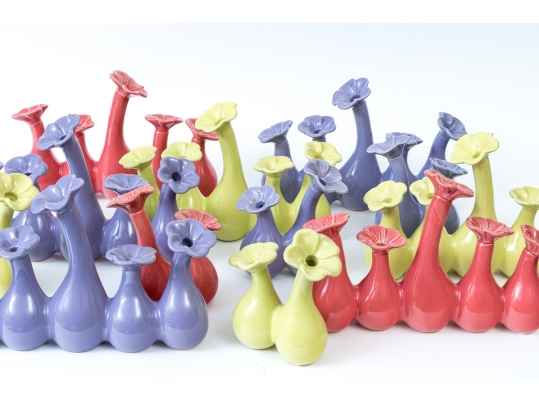 Collection Of Twelve Ceramic Floral Form Bud Vases