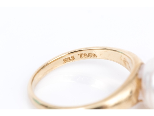 Tiffany & Co. 14k Yellow Simple Cultured Freshwater Pearl Solitaire Ring, Size 3, See Note