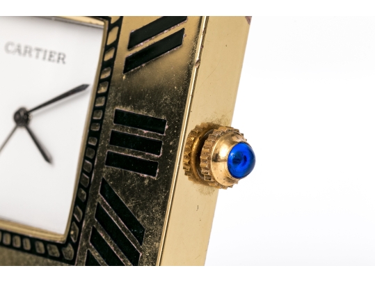 Cartier Vintage Quadrant Obus Blue Composite Deco Style Travel Clock