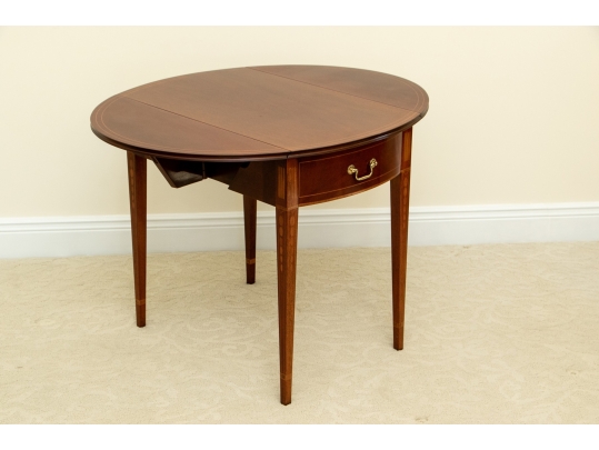Pair Kindel Winterthur Collection Mahogany Inlaid Pembroke Tables