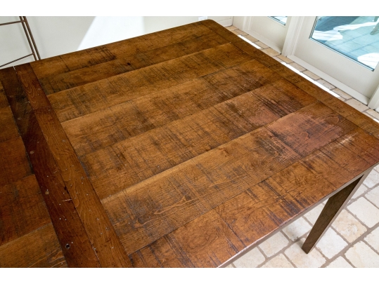 Handsome 8' Plank Top Rustic Dining Table - With Leaf