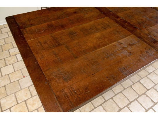 Handsome 8' Plank Top Rustic Dining Table - With Leaf