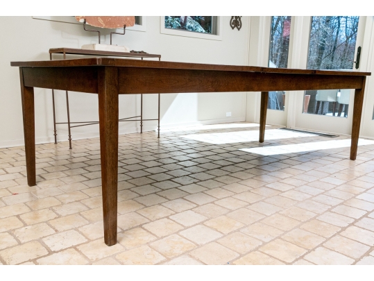 Handsome 8' Plank Top Rustic Dining Table - With Leaf