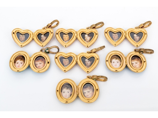 Jay Strongwater Collection Of Seven Small Enhancer Folding Picture Frames With Flowers