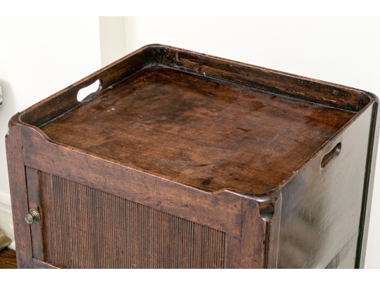 19th C. Mahogany Bedside Cabinet With Tambour Door