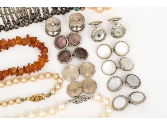 Collection Of Assorted Fashion And Costume Jewelry Pieces And Vintage Handbags