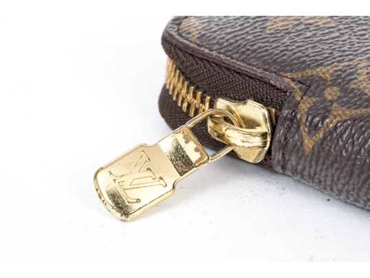 Louis Vuitton Brown Monogram Small Leather Zip Folio Pouch