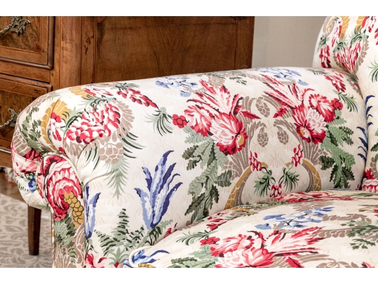 Custom Upholstered Sofa With Bullion Fringe