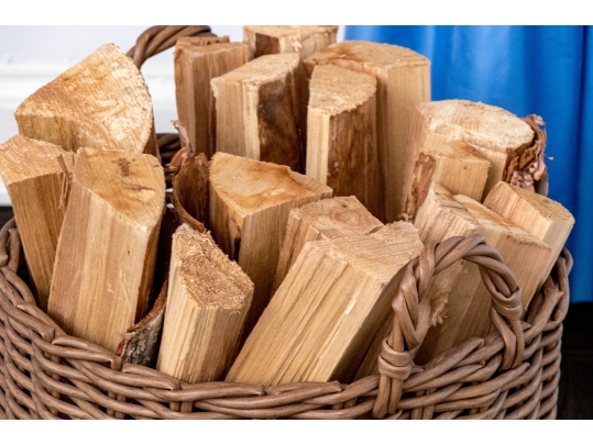 Twin Handled Wicker Storage Basket With Wood