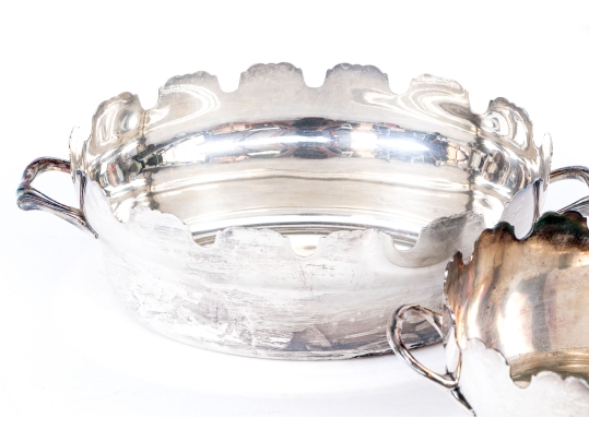 Two Fine Vintage Silverplate Monteith Bowls