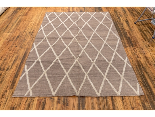 Hand Woven Wool Geometric Carpet, 7'-5