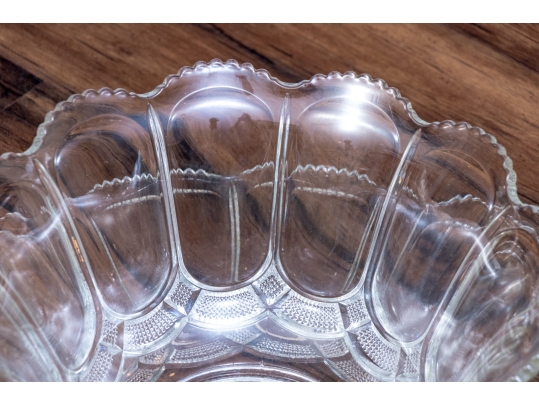Fabulous Oversized Floral Form Glass Punchbowl With Undertray
