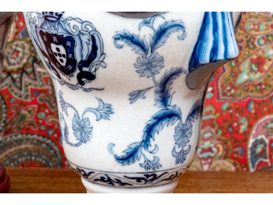 Pair Of Decorative Chinese Export Armorial Lidded Urns