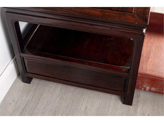 Mid-20th Century Chinese Hardwood Side Table With Shelf