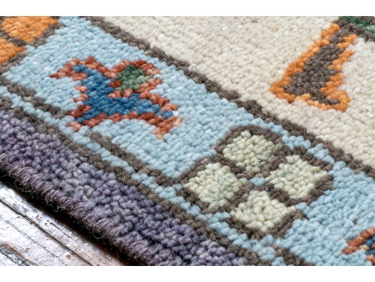 HAND KNOTTED INDIAN OUSHAK ROOM SIZE CARPET - 11' 10