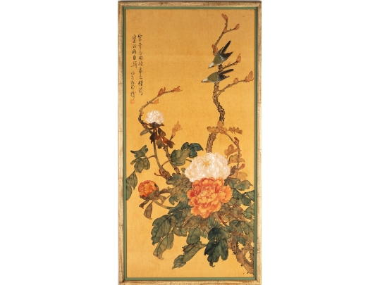 Chinese Watercolor On Silk “Flowers Of The Four Seasons”