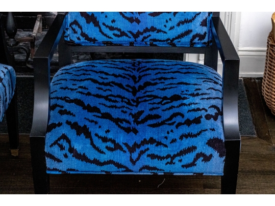 Pair Of Custom Brunschwig & Filss Silk Velvet Upholstered Armchairs