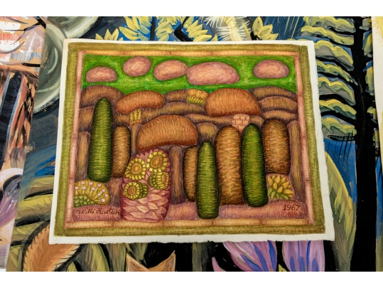 Collection Of A Variety Of Watercolors With Willi Hartung And Two Color Prints 