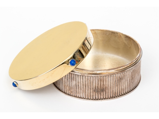 Vintage Cartier Silverplate And Gold Plated Round Box