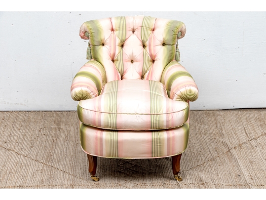 Vintage Button Tufted Armchair For Reupholstery