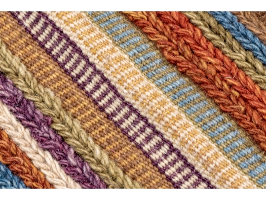 Hand Woven Wool Carpet, Striped Pattern, 7'-5