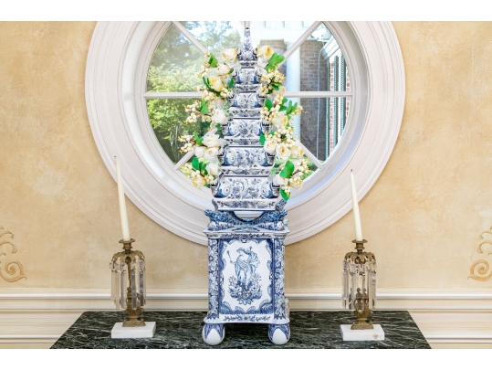 Impressive Blue And White Delft Style Ceramic Tulipiere