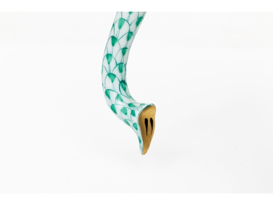 Herend Hungary Porcelain Elephant Figure, Green Fishnet Pattern