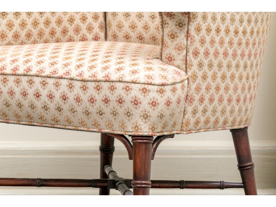 Upholstered Tub Back Armchair With Faux Bamboo Frame