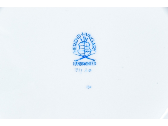 Herend Hand Painted Rothschild Bird Triangular Bowl, Rothschild Bird (RO) Pattern