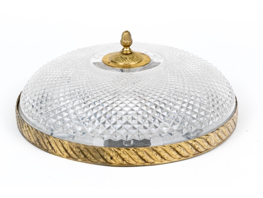 Cut Crystal And Brass Pendant Light