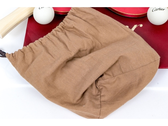 Pair Of Vintage Cartier Ping Pong Paddles And Balls 