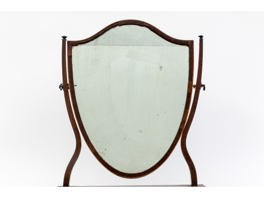 George III Mahogany Shaving Mirror, Ca 1790 - 1810
