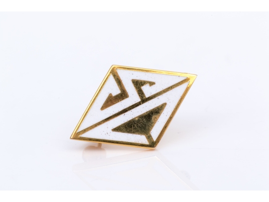 14k Yellow Gold Striking SD Initialled Enamel Pin