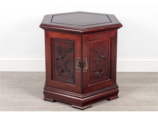 Chinese Carved Hexagonal Cabinet