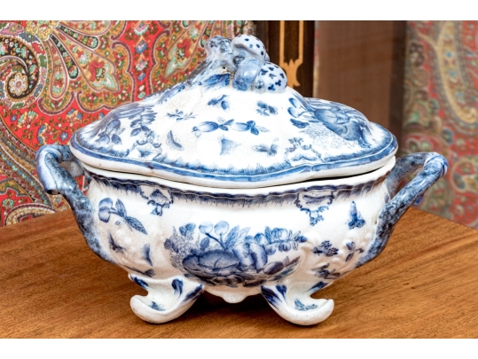 Decorative Twin Handled And Footed Vegetable Tureen With Lid