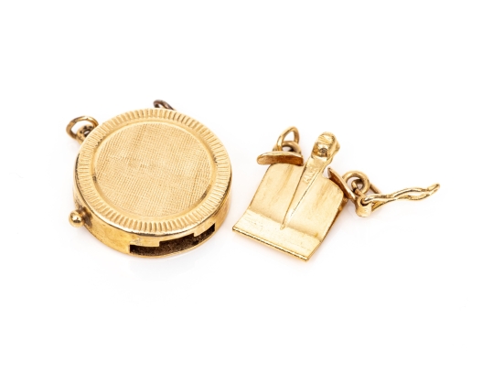 14k Yellow Gold Striking Vintage Double Strand Pearl/bead Clasp, Matte Finished Top