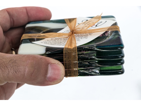 Five Sets Of Coasters With Art Glass