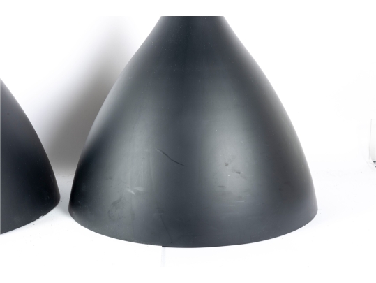 Pair Of Modern Black Metal Globe Pendant Lights