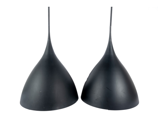 Pair Of Modern Black Metal Globe Pendant Lights