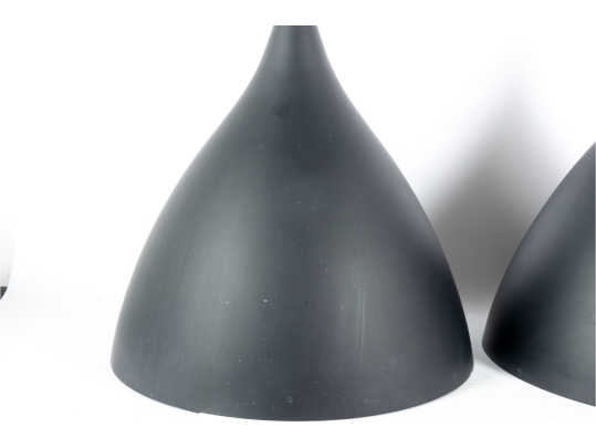 Pair Of Modern Black Metal Globe Pendant Lights