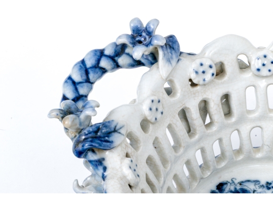 Two Decorative Blue And White Porcelain Twin Handled Serving Bowls