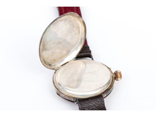 Antique 935 Silver Handsome Demi-hunter Converted Lever Set Pocket To Wristwatch