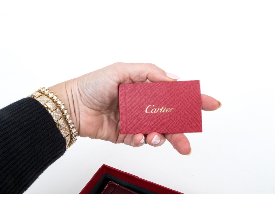 Cartier Burgundy Leather Notepad Holder, Must De Cartier, With Box