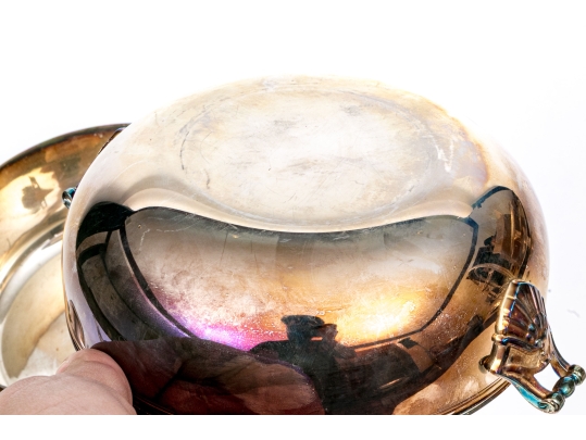 Associated Set Of Two Silver Plated And Glass Caviar Servers With Two Mother Of Pearl Spoons
