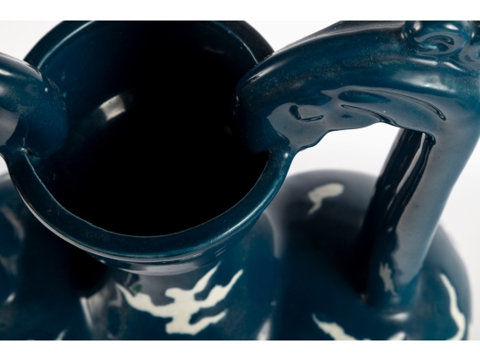 Chinese Sacrificial Blue Double Moon Flask Vase